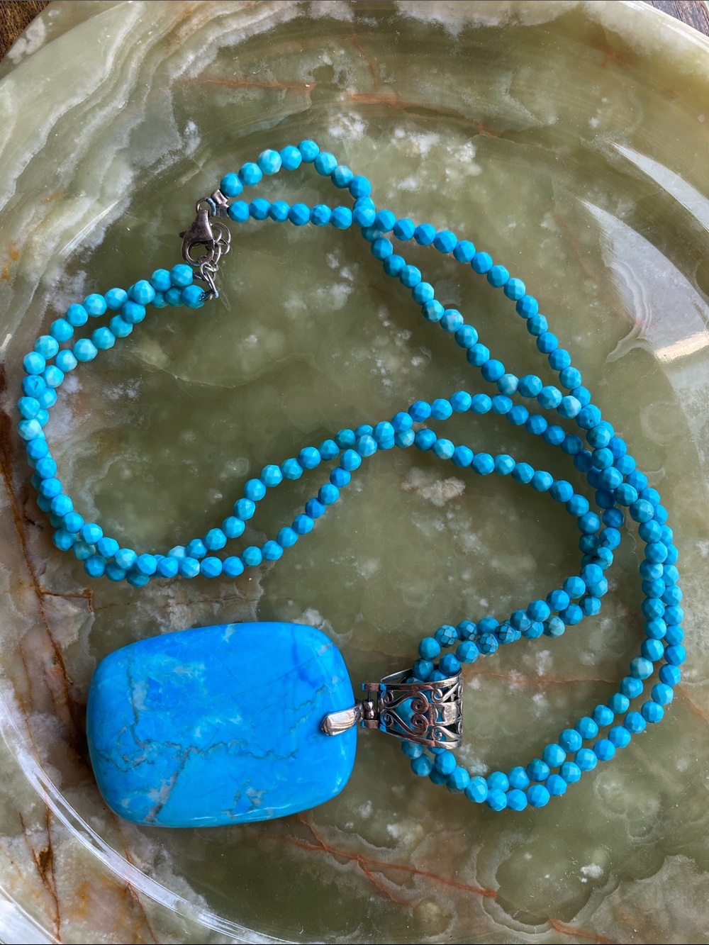 Turquoise Bead Necklace with Pendant
